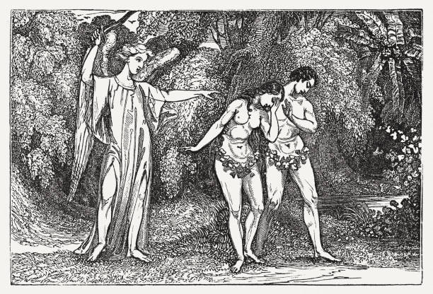 istock Expulsion of Adam and Eve (Genesis 3), woodcut, published 1835 1496988181