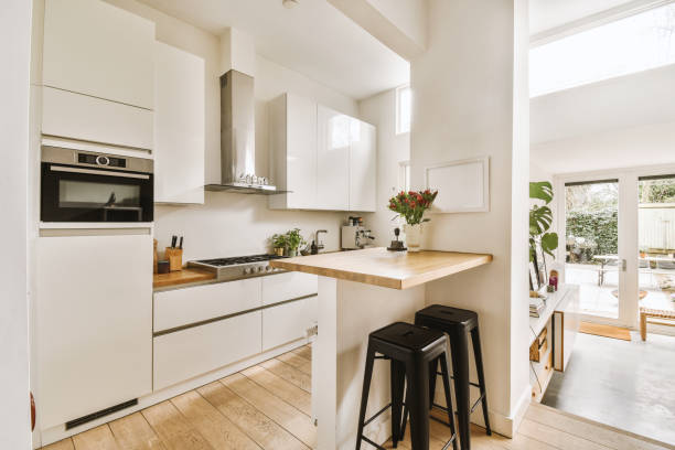 istock a kitchen with white cabinets and a wooden counter top 1496989496