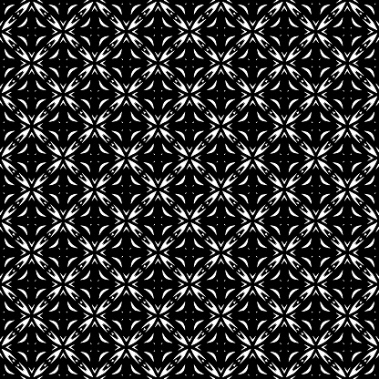 Black and white seamless pattern texture. Greyscale ornamental graphic design. Mosaic ornaments. Pattern template. Vector illustration. EPS10.