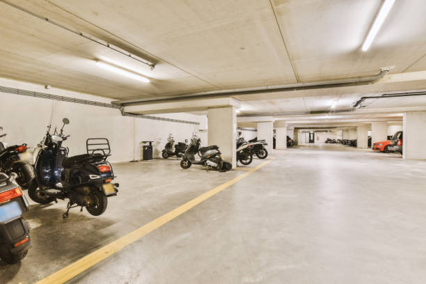 istock a parking garage with motorcycles parked in it 1496993699
