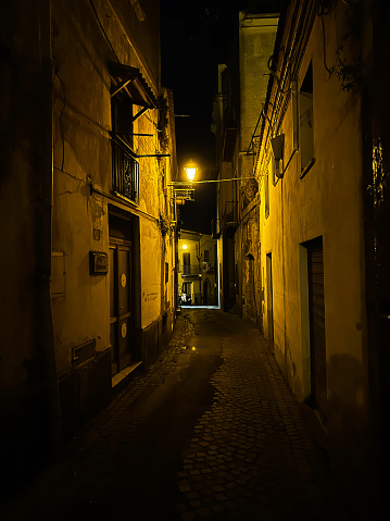italian village street at night