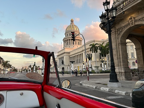 Red convertible American Classic car in Havana