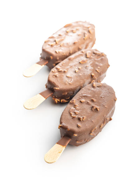 istock Popsicle, ice cream covered with chocolate isolated on white background. 1497002560