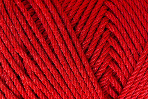 Red macro rope background,Climbing rope. Colorful climbing rope.