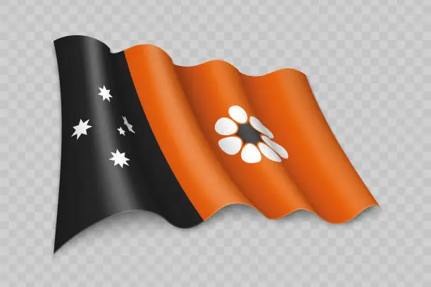 Vector illustration of 3D Realistic waving Flag of Northern Territory is a state of Australia