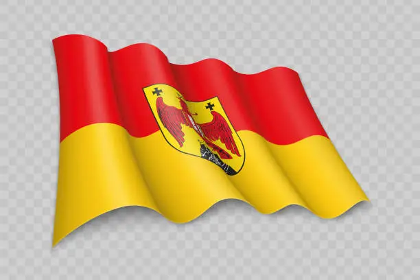 Vector illustration of 3D Realistic waving Flag of Burgenland is a state of Austria