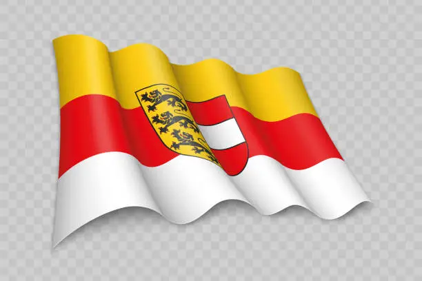 Vector illustration of 3D Realistic waving Flag of Carinthia is a state of Austria