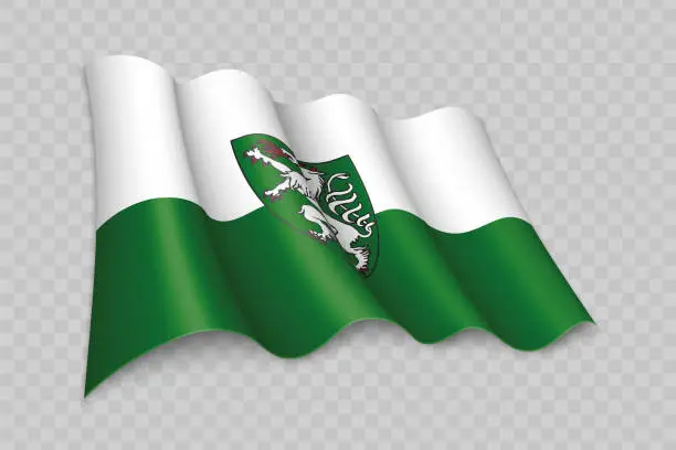 Vector illustration of 3D Realistic waving Flag of Styria is a state of Austria