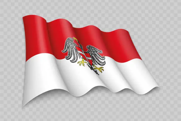 Vector illustration of 3D Realistic waving Flag of Vienna is a state of Austria