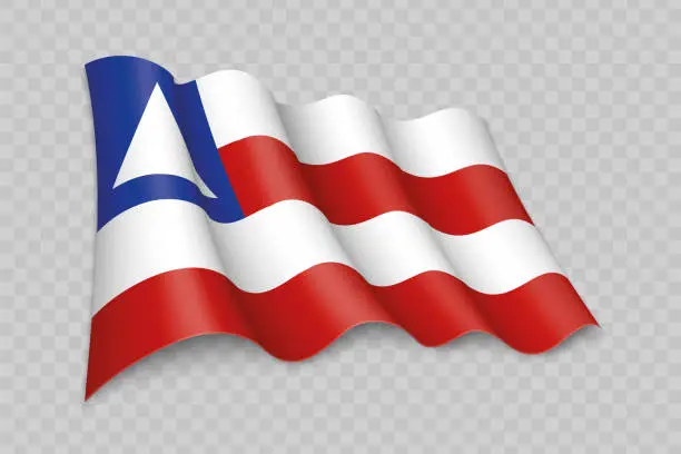 Vector illustration of 3D Realistic waving Flag of Bahia is a state of Brazil