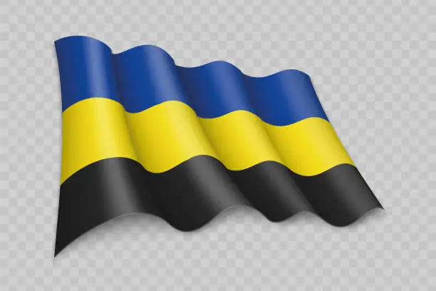 Vector illustration of 3D Realistic waving Flag of Gelderland is a state of Netherlands