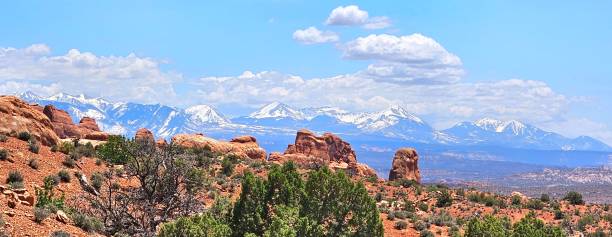 istock Arches National Park Utah Red Rocks Blue Sky Snow Capped Mountains 1497015870