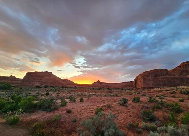 istock Arches National Park Utah Red Rock Formations Sunset Dramatic Sky 1497016453