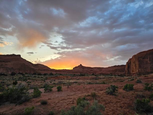 istock Arches National Park Utah Red Rock Formations Sunset Dramatic Sky 1497016454