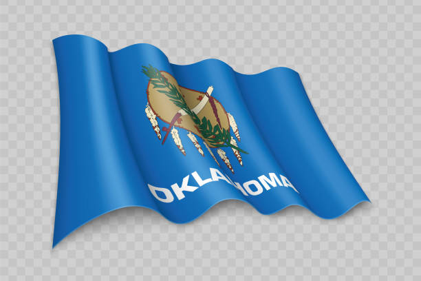 3d realistyczne machanie flaga oklahomy jest stanem stanów zjednoczonych - flag of oklahoma stock illustrations