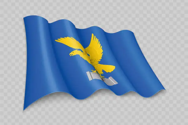 Vector illustration of 3D Realistic waving Flag of Friuli-Venezia Giulia is a region of Italy