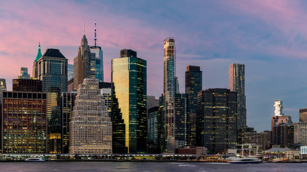 istock Skyline of lower Manhattan during the twilight, New York 1497018419