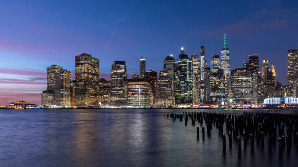 istock Skyline of lower Manhattan during the twilight, New York 1497018428