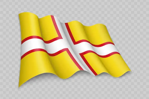 Vector illustration of 3D Realistic waving Flag of Dorset is a county of England