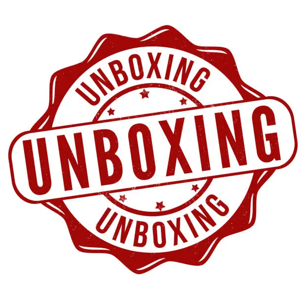 Vector illustration of Unboxing grunge rubber stamp
