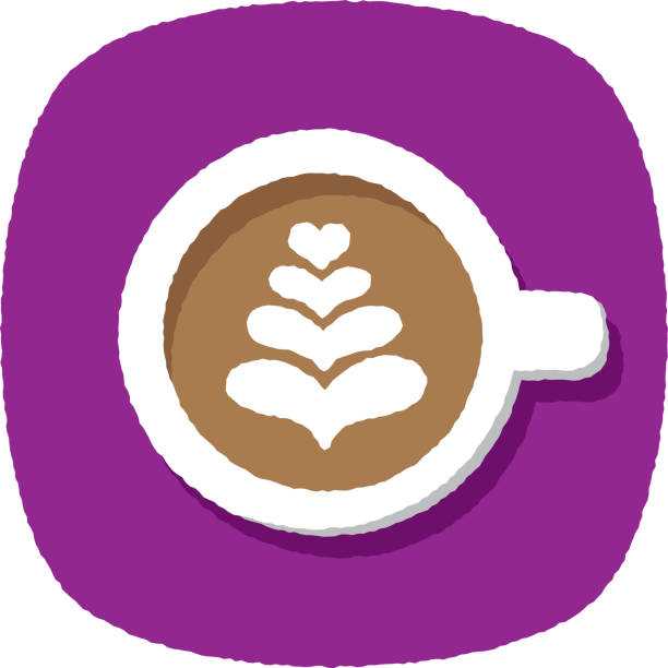 stockillustraties, clipart, cartoons en iconen met coffee doodle 4 - hot chocolate purple