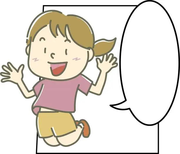 Vector illustration of Child with cartoon speech bubble frame / illustration material (vector illustration)