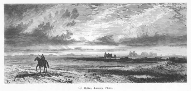 laramie plains red buttes, sierra nevada mountains , 와이오밍, 미국, 지리 - laramie plains stock illustrations