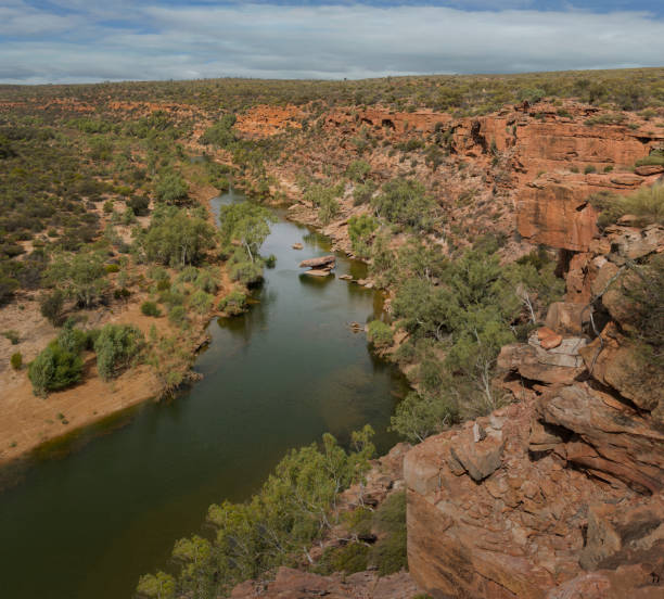 hawks head e murchison river, austrália ocidental - red rocks rock canyon escarpment - fotografias e filmes do acervo