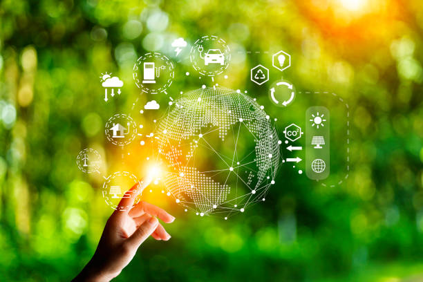 istock eco friendly energy. Innovation technology eco green concept. Icon bulb energy sources for renewable on green blur background.Concept with innovation inspiration. Idea innovative from the big data 1497059765