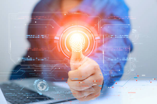 istock futuristic digital processing of biometric identification fingerprint scanner. Concept  Digital transformation for next generation technology.surveillance and security scanning of digital futuristic 1497066936