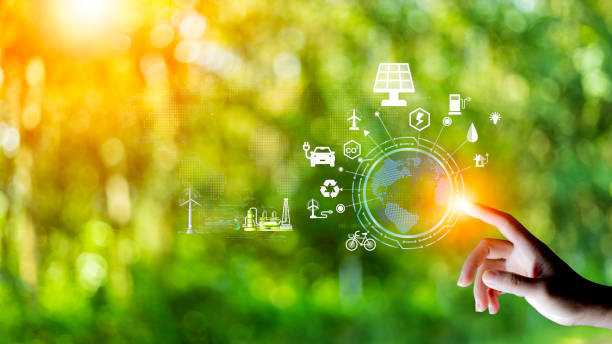 istock eco friendly energy. Innovation technology eco green concept. Icon bulb energy sources for renewable on green blur background.Concept with innovation inspiration. Idea innovative from the big data 1497068165