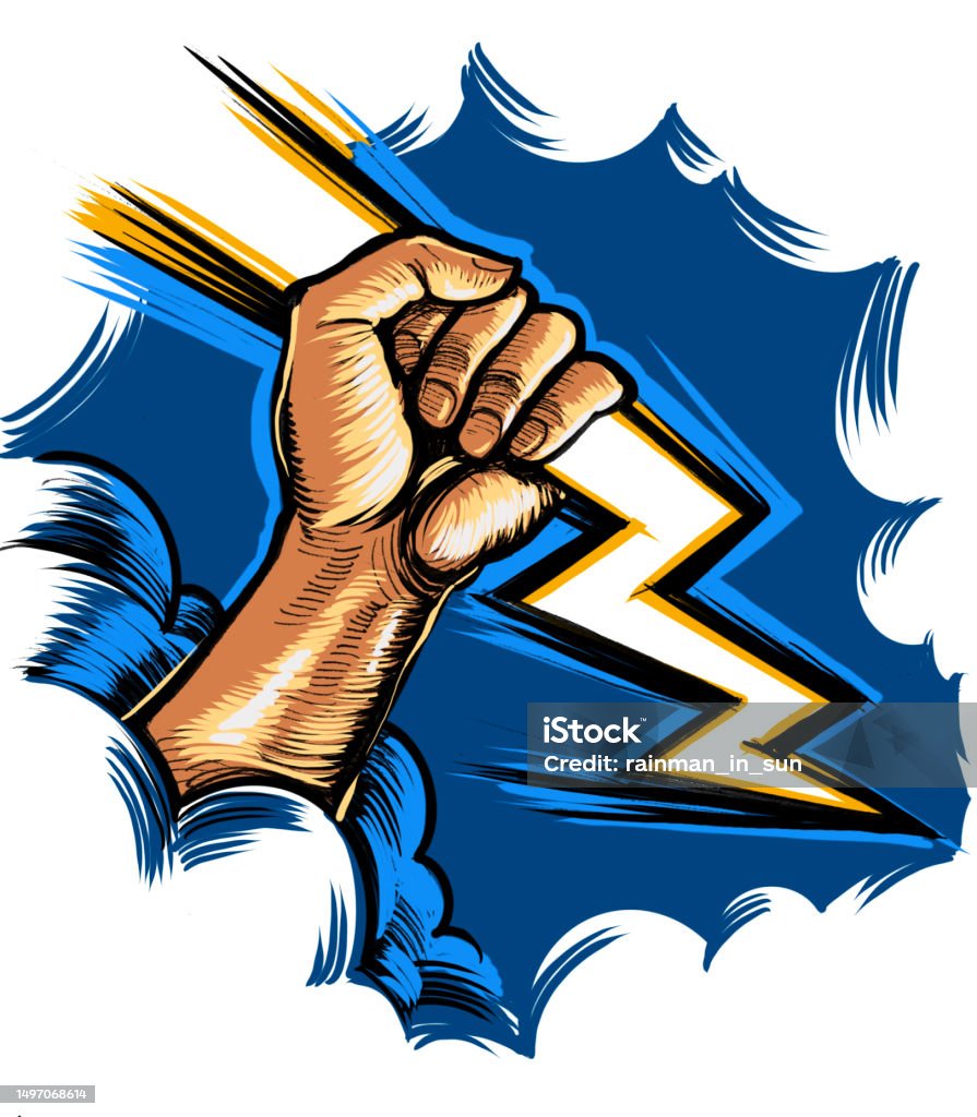 Lightning Bolt In Hand Hand With Lightning Bolt Stock Illustration - Download Image Now ...