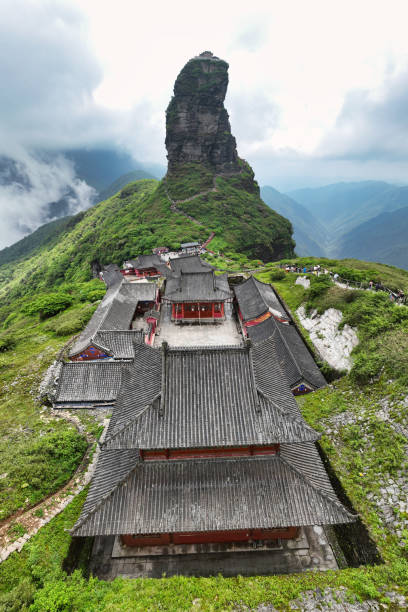 Aerial view of Fanjingshan mountain in Guizhou - China stock photo