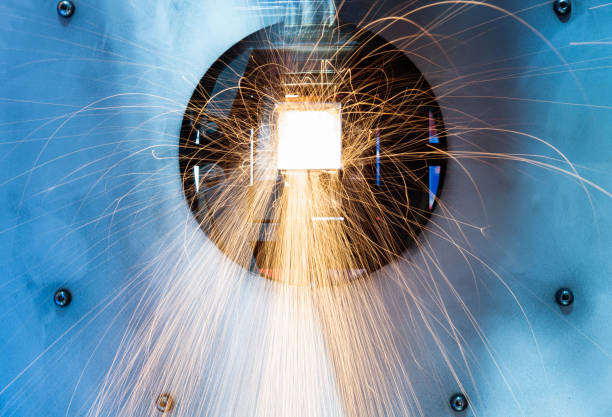 istock Laser cutting machine is cutting metal 1497085157