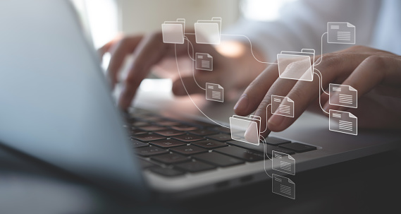 Document Management Computer Patforms Document Management System Being Setup By It Consultant Working On ...
