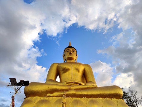 Big Buddha at Wat Phousalao (Golden Buddha temple), in Pakse, the capital and most populous city of province of Champasak, and the second most populous city in Laos.
