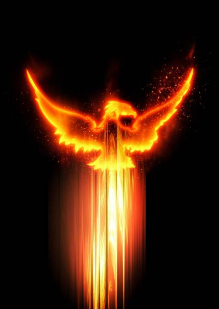 istock 3d illustration of an abstract firebird flapping its wings in the dark 1497089195