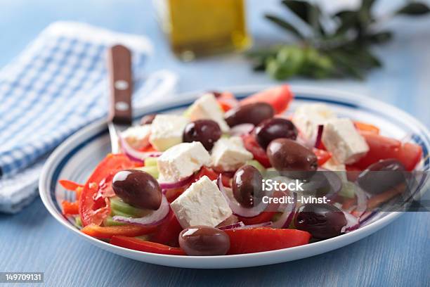 Greek Salad Stock Photo - Download Image Now - Appetizer, Blue, Cheese