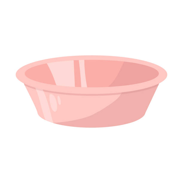 ilustrações de stock, clip art, desenhos animados e ícones de vector pink bowl for pet, dog, cat isolated on white background - plate plastic blue white background