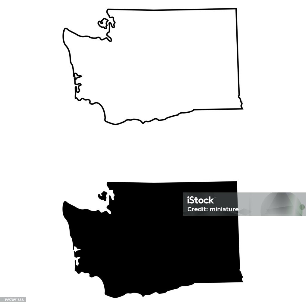 Washington Map Clean Washington Map Stock Illustration - Download Image Now - Abstract ...