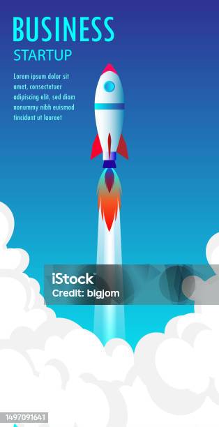 Startup Rocketship Business Startup Concept Rocket Space Ship Take Off Rocket Launches In ...