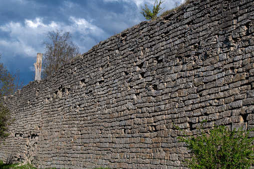 Old wall of the Okolny town of the Pskov Fortress, Russia