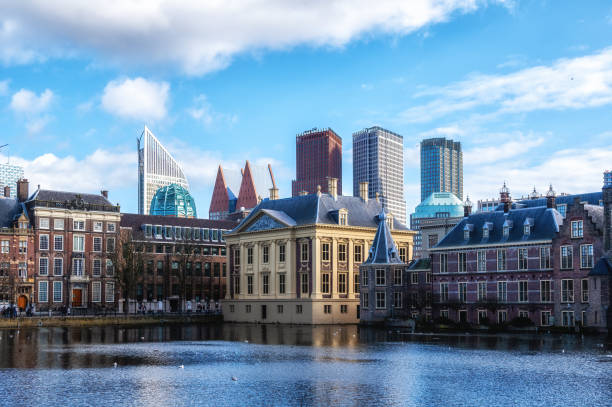 Skyline of The Hague, the Netherlands. stock photo