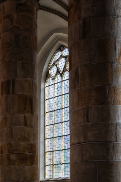 istock Stained glass window inside the Grote Kerk, Den Haag, The Hague. 1497093963