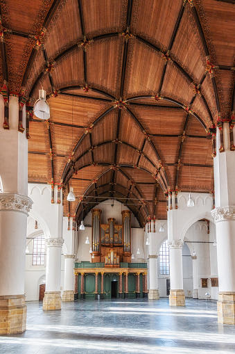 The Hague, The Netherlands - 25 February 2023: Interior of Saint Jacob church in the Hague, Netherlands