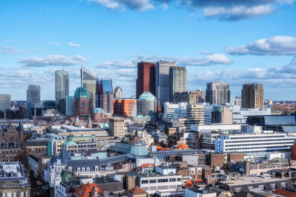 The Hague City Skyline with urban skycrapers, The Netherlands