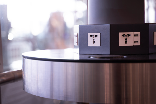 Plug Sockets Rosen Inn Florida Electrical Socket With Three Receptacles Installed On The Pole Of The ...