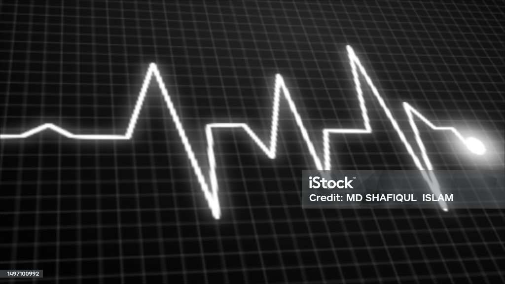 Waves Of Digital Signal Neonlit Image Of The Human Heart And Beat A Dark  Background 3d Rendering Stock Illustration - Download Image Now - iStock