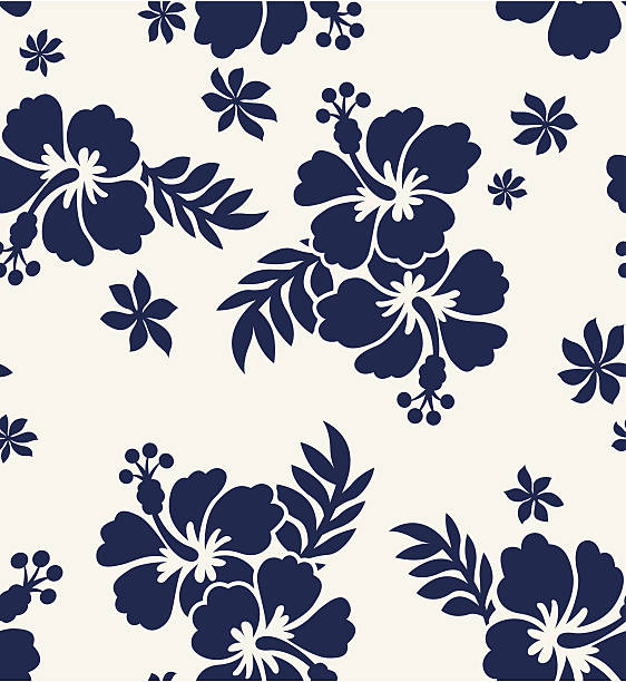 illustrazioni stock, clip art, cartoni animati e icone di tendenza di ibisco stampa floreale - hawaiian culture hibiscus flower pattern