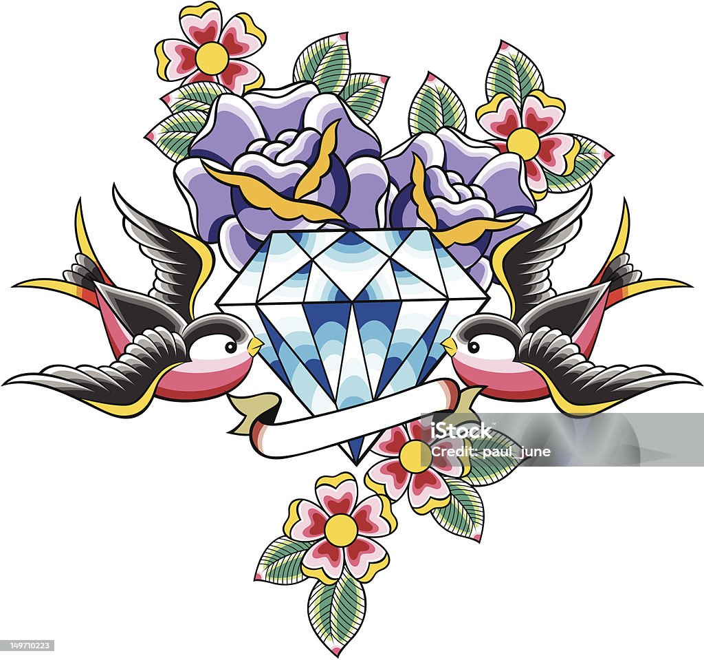diamond and bird design Diamond - Gemstone stock vector